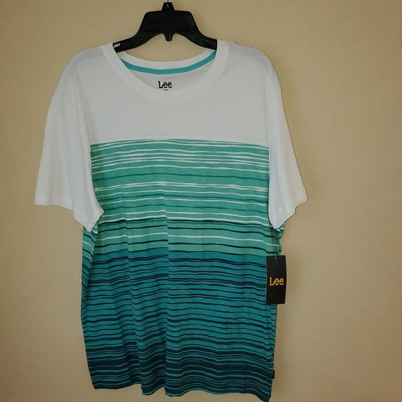 Lee S/S White With Stripes Lg NWT - Picture 1 of 1